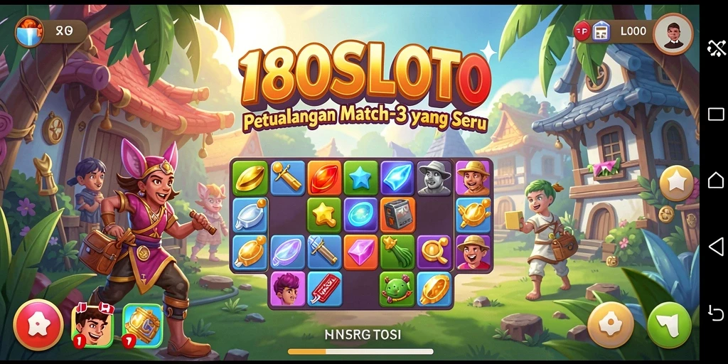 Tangkapan layar 180SLOT menampilkan gameplay Match-3 yang seru dan interaktif.