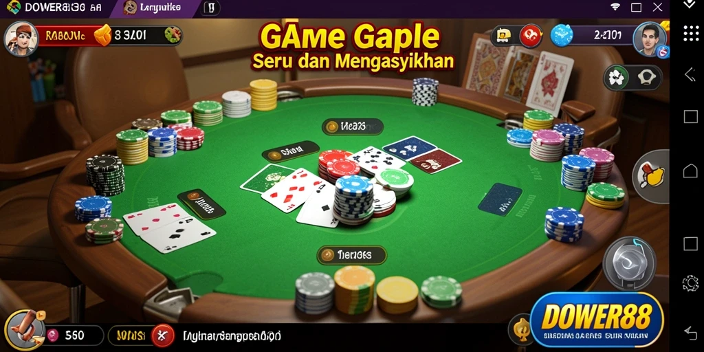 Tampilan gameplay Gaple yang interaktif dan menarik dalam DOWER88.