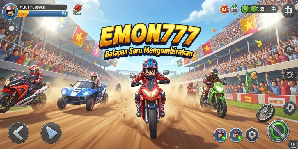 Gameplay mendebarkan dalam balapan seru EMON777.