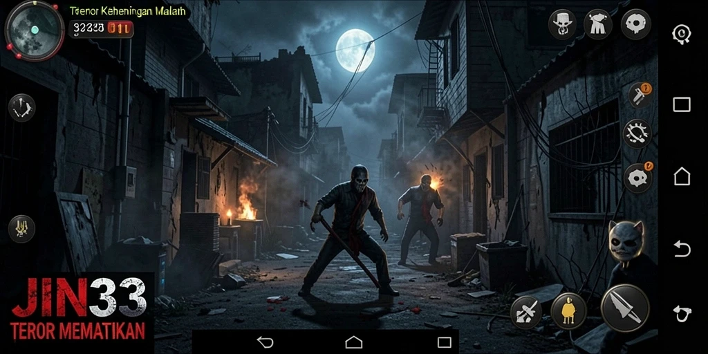 Screenshot utama JIN33: gameplay menegangkan di kegelapan.
