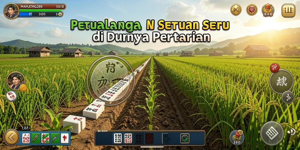 Screenshot gameplay MAHJONG288 dengan aktivitas pertanian yang menyenangkan.