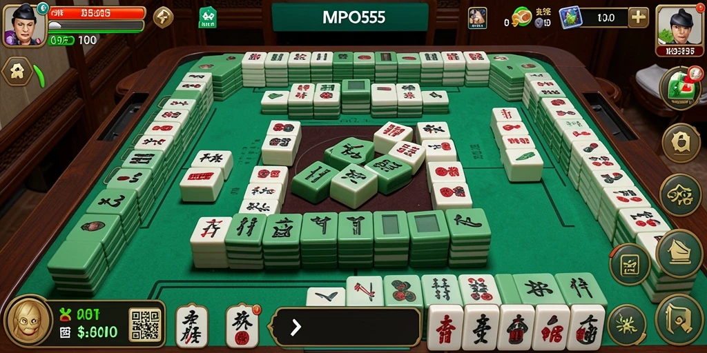 Screenshot gameplay MPO555 menampilkan suasana permainan Mahjong yang menarik.