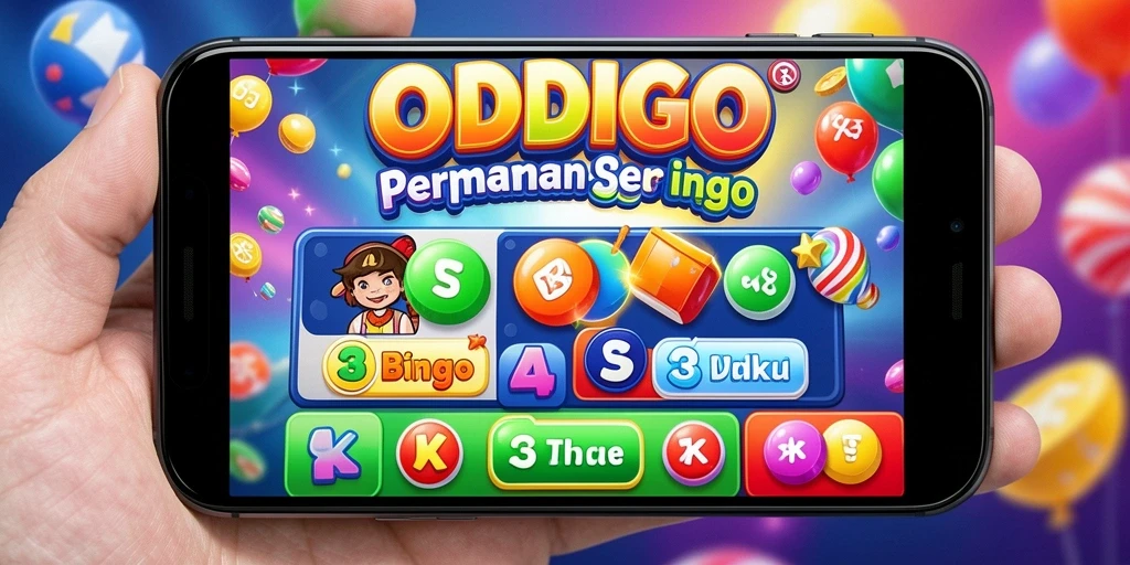 Tampilan gameplay ODDIGO dengan suasana bingo yang meriah.