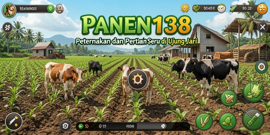 Tampilan gameplay <strong>PANEN138</strong> saat berkebun yang menarik dan interaktif.