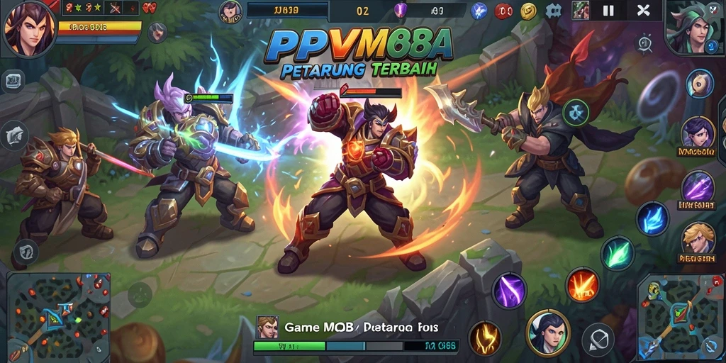 Screenshot utama PPV88 menampilkan aksi gameplay MOBA yang intens.