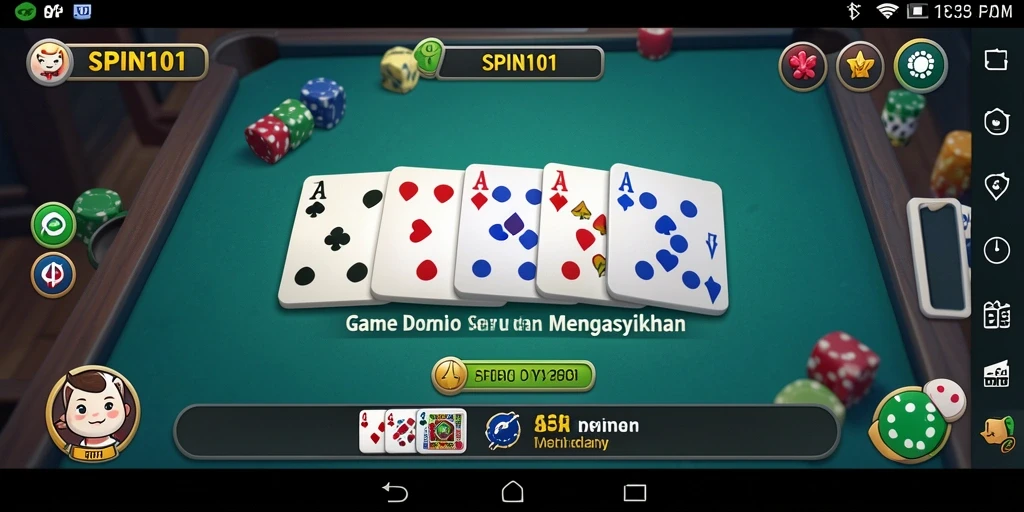 Tampilan utama gameplay SPIN101 dengan suasana Domino yang menarik.