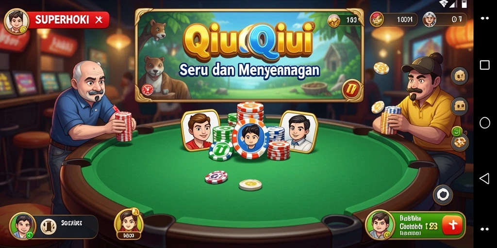 Gameplay seru QiuQiu di SUPERHOKI dengan grafis menarik.
