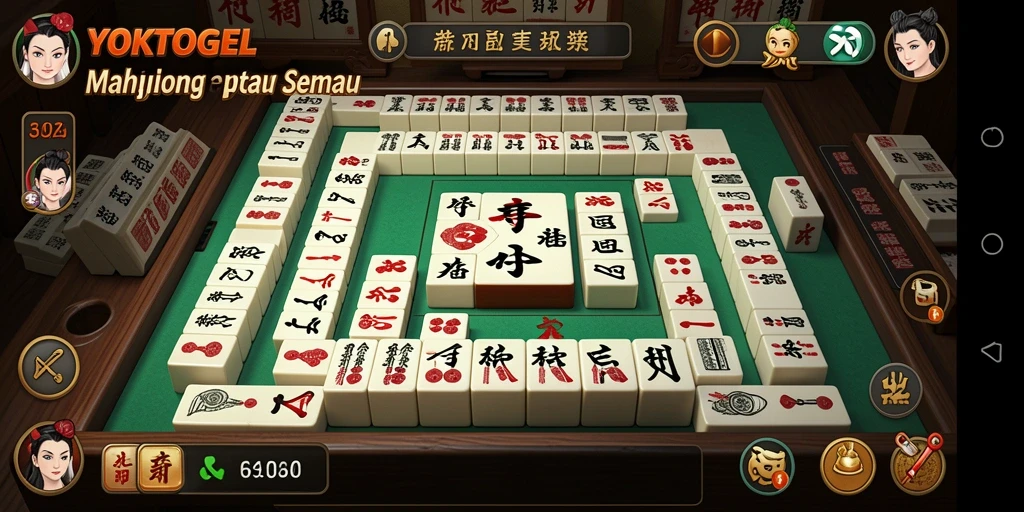 Tampilan gameplay YOKTOGEL dengan ubin Mahjong yang berwarna-warni.